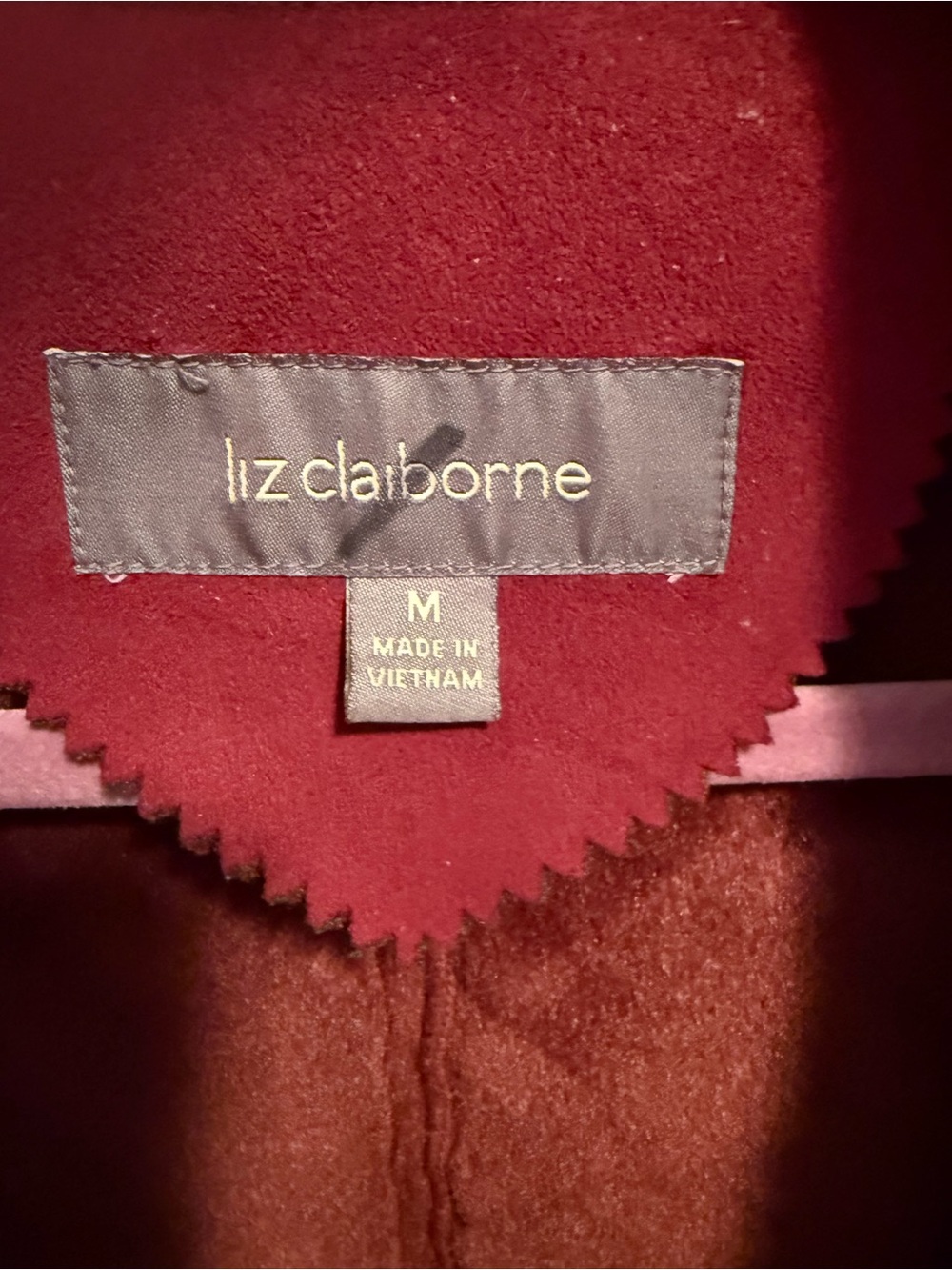 Liz Claiborne Plush Faux Suede Jacket in Wine - Picture 6 of 7